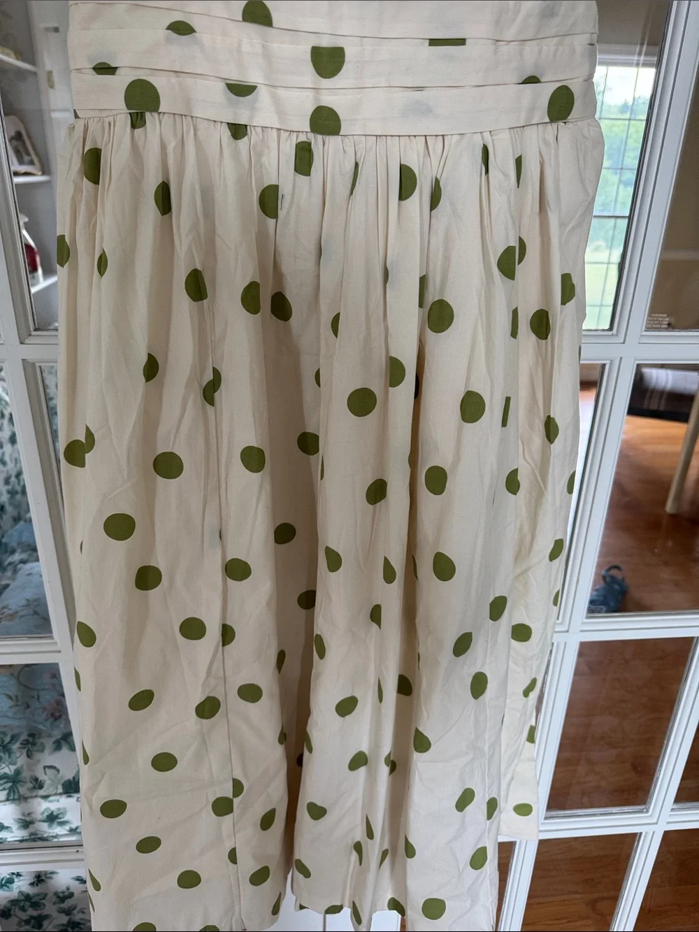 Abercrombie & Fitch Cream Sundress with Green Polka Dots